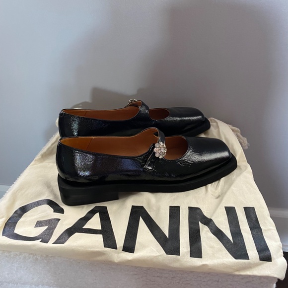 GANNI Black Patent Leather Mary Jane Flats – Size EU 41 – New Without Box - Picture 4 of 4